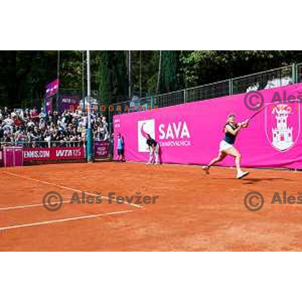 Kaja Juvan (SLO) in action during The Final of Zavarovalnica Sava, WTA 125, Ljubljana, Slovenia on September 14, 2025