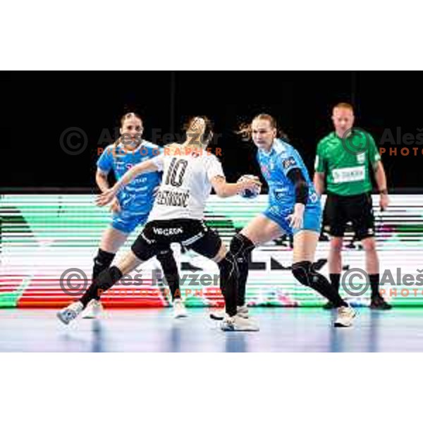 of Krim OTP Group Mercator in action during EHF Women’s Champions League 2025/2026 handball match between Krim OTP Group Mercator (SLO) and Podravka (CRO) in Ljubljana, Slovenia on September 14, 2025
