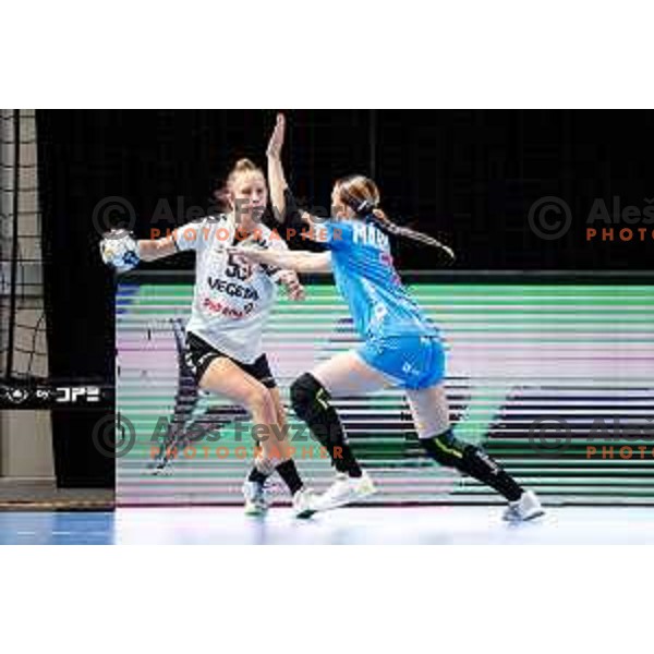 of Krim OTP Group Mercator in action during EHF Women’s Champions League 2025/2026 handball match between Krim OTP Group Mercator (SLO) and Podravka (CRO) in Ljubljana, Slovenia on September 14, 2025