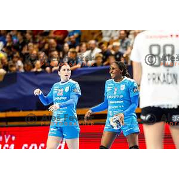 of Krim OTP Group Mercator in action during EHF Women’s Champions League 2025/2026 handball match between Krim OTP Group Mercator (SLO) and Podravka (CRO) in Ljubljana, Slovenia on September 14, 2025