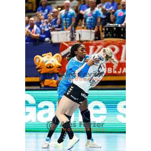 of Krim OTP Group Mercator in action during EHF Women’s Champions League 2025/2026 handball match between Krim OTP Group Mercator (SLO) and Podravka (CRO) in Ljubljana, Slovenia on September 14, 2025