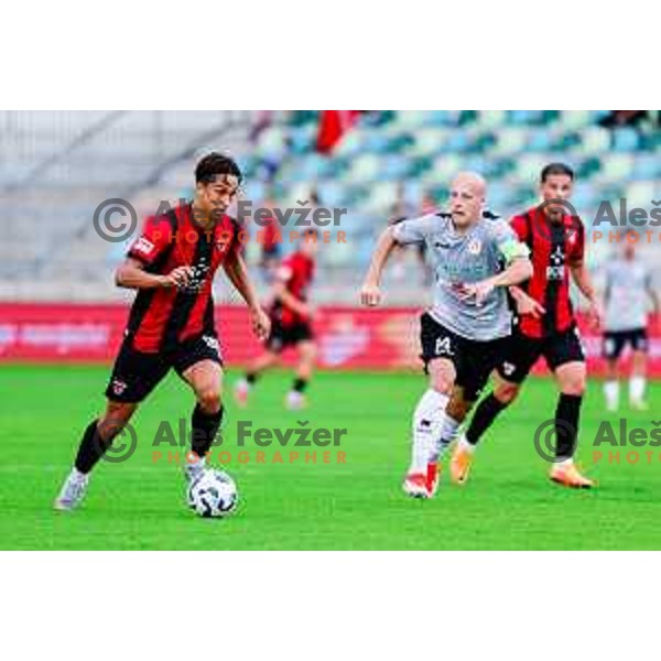 Haris Kadric in action during Prva liga Telemach 2025/2026 football match between Primorje and Aluminij in Ajdovscina, Slovenia on September 14, 2025