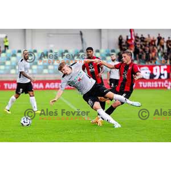 in action during Prva liga Telemach 2025/2026 football match between Primorje and Aluminij in Ajdovscina, Slovenia on September 14, 2025