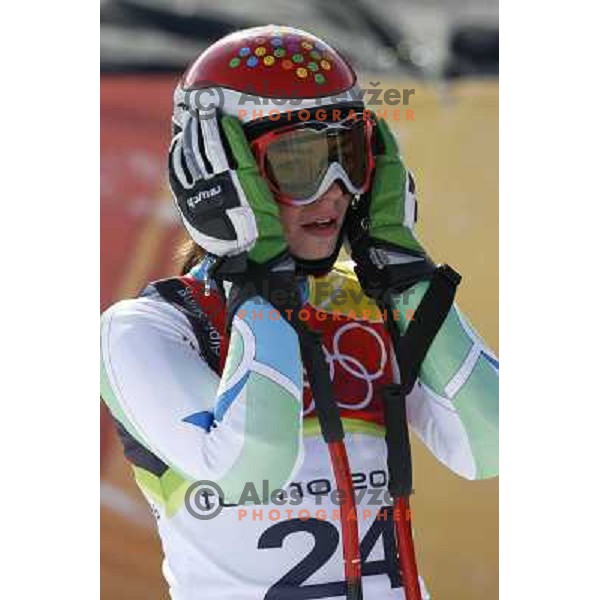 Tina Maze at 2006 Torino Winter Olympic games Super G women\'s race in San Sicario on February 20, 2006