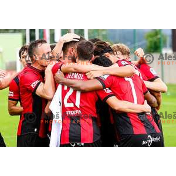 Roger Murillo Andrety and players of Primorje celebrate a goal during Prva liga Telemach 2025/2026 football match between Primorje and Aluminij in Ajdovscina, Slovenia on September 14, 2025