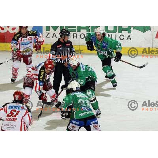 Elik, Banham, Yarema at ice hockey match Tilia Olimpija- KAC in EBEL league, played in Hala Tivoli, Ljubljana, Slovenia 31.10.2008 