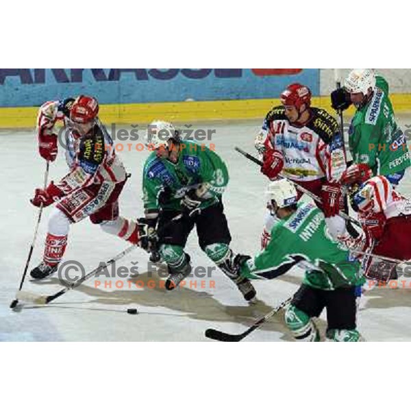 Banham, Intranuovo, Elik at ice hockey match Tilia Olimpija- KAC in EBEL league, played in Hala Tivoli, Ljubljana, Slovenia 31.10.2008 