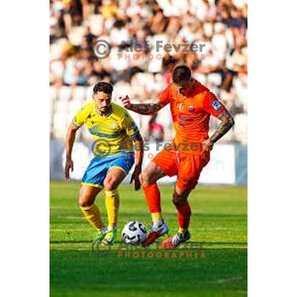 in action during Prva liga Telemach 2025/2026 football match between Koper and Celje at Bonifika Stadium in Koper, Slovenia on September 14, 2025