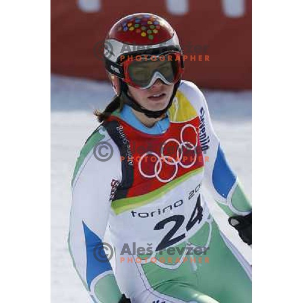 Tina Maze at 2006 Torino Winter Olympic games Super G women\'s race in San Sicario on February 20, 2006