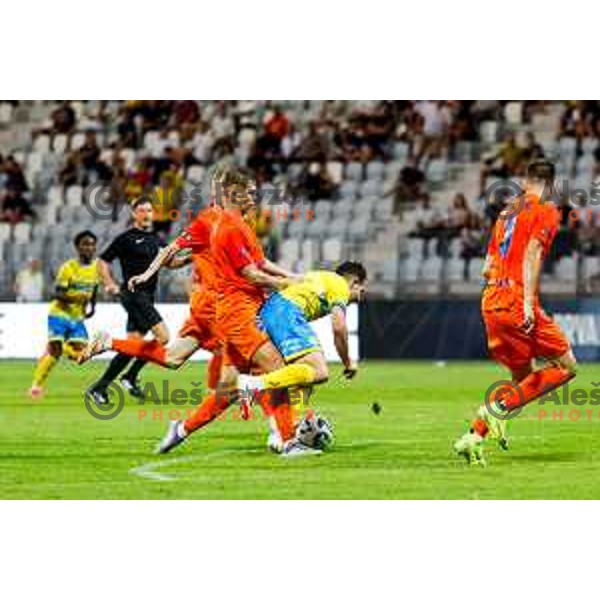 in action during Prva liga Telemach 2025/2026 football match between Koper and Celje at Bonifika Stadium in Koper, Slovenia on September 14, 2025