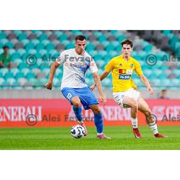 in action during Prva liga Telemach 2025/2026 football match between Bravo Big Bang and Domzale in Ljubljana, Slovenia on September 14, 2025