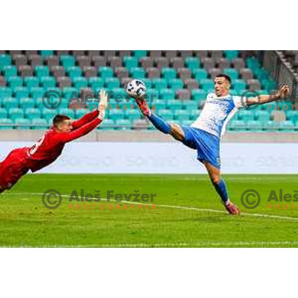 in action during Prva liga Telemach 2025/2026 football match between Bravo Big Bang and Domzale in Ljubljana, Slovenia on September 14, 2025