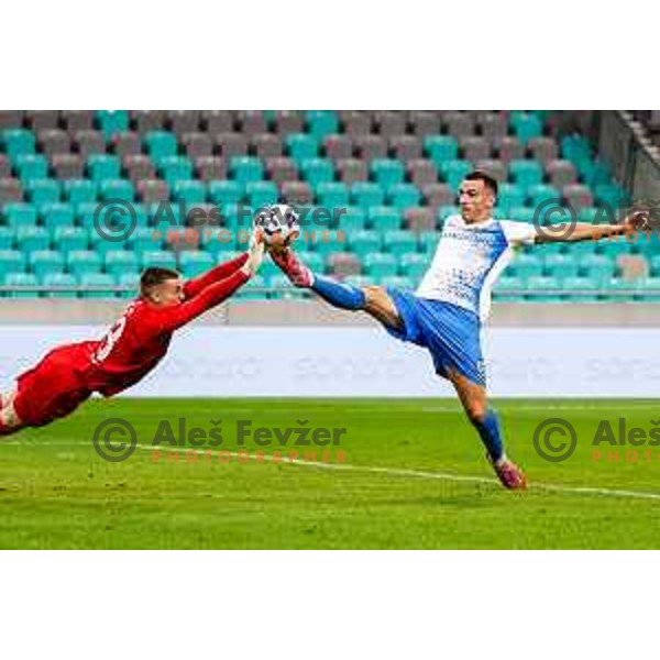 in action during Prva liga Telemach 2025/2026 football match between Bravo Big Bang and Domzale in Ljubljana, Slovenia on September 14, 2025