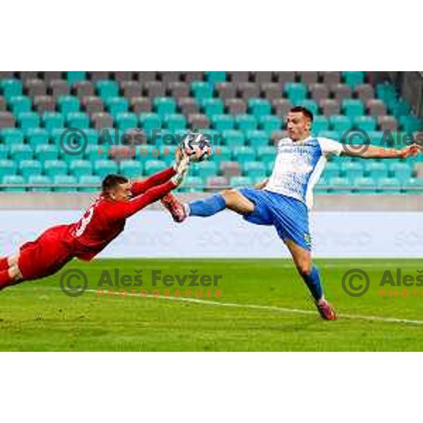 in action during Prva liga Telemach 2025/2026 football match between Bravo Big Bang and Domzale in Ljubljana, Slovenia on September 14, 2025