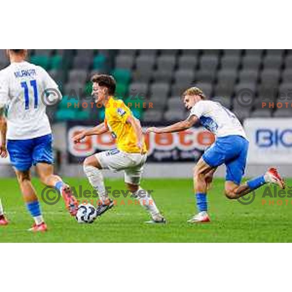 in action during Prva liga Telemach 2025/2026 football match between Bravo Big Bang and Domzale in Ljubljana, Slovenia on September 14, 2025