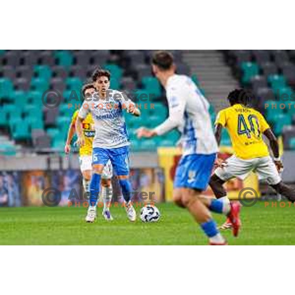 in action during Prva liga Telemach 2025/2026 football match between Bravo Big Bang and Domzale in Ljubljana, Slovenia on September 14, 2025