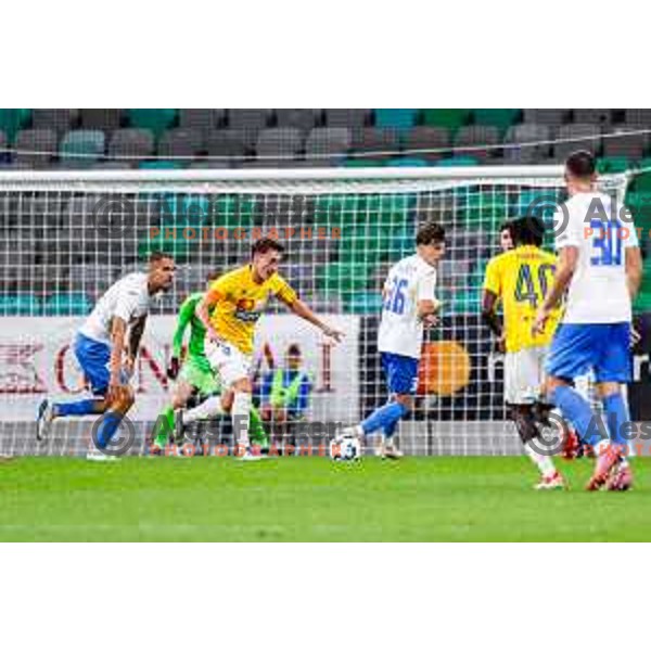 in action during Prva liga Telemach 2025/2026 football match between Bravo Big Bang and Domzale in Ljubljana, Slovenia on September 14, 2025