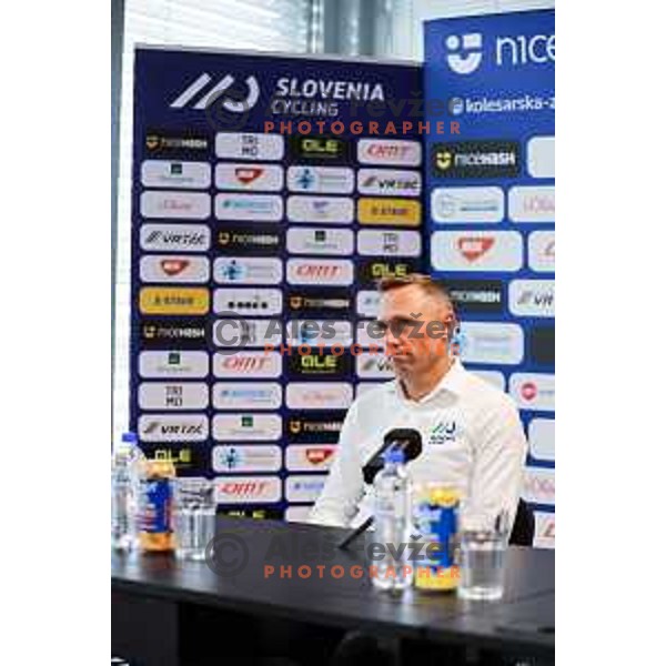 Uros Murn at press conference of Slovenia Cycling Federation in Ljubljana, Slovenia on September 16, 2025 before departure to World Championship. Photo: Filip Barbalic