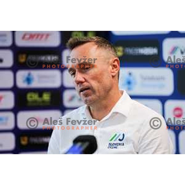Uros Murn at press conference of Slovenia Cycling Federation in Ljubljana, Slovenia on September 16, 2025 before departure to World Championship. Photo: Filip Barbalic