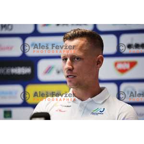 Nace Korosec at press conference of Slovenia Cycling Federation in Ljubljana, Slovenia on September 16, 2025 before departure to World Championship. Photo: Filip Barbalic