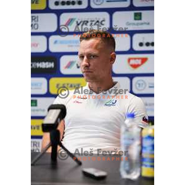 Nace Korosec at press conference of Slovenia Cycling Federation in Ljubljana, Slovenia on September 16, 2025 before departure to World Championship. Photo: Filip Barbalic