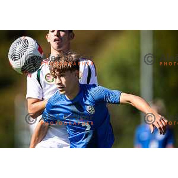 in action during friendly U16 football match between national team of Slovenia and Hungary in Radenci, Slovenia on September 18, 2025. Photo: Jure Banfi