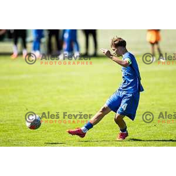 in action during friendly U16 football match between national team of Slovenia and Hungary in Radenci, Slovenia on September 18, 2025. Photo: Jure Banfi