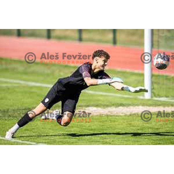 in action during friendly U16 football match between national team of Slovenia and Hungary in Radenci, Slovenia on September 18, 2025. Photo: Jure Banfi