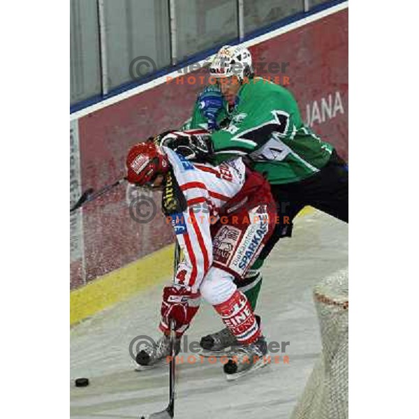 Reichel and Muric at ice hockey match Tilia Olimpija- KAC in EBEL league, played in Hala Tivoli, Ljubljana, Slovenia 31.10.2008 