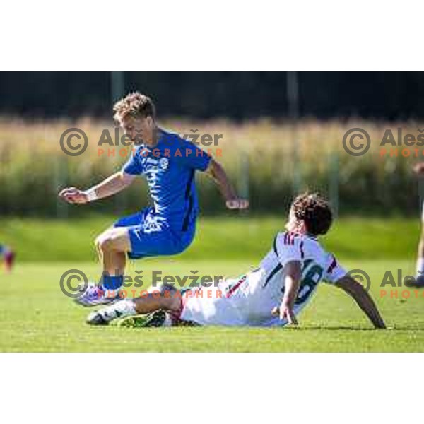 in action during friendly U16 football match between national team of Slovenia and Hungary in Radenci, Slovenia on September 18, 2025. Photo: Jure Banfi