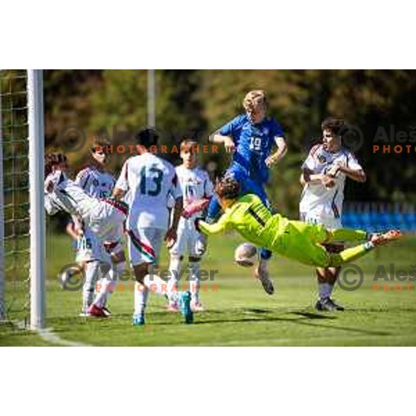 in action during friendly U16 football match between national team of Slovenia and Hungary in Radenci, Slovenia on September 18, 2025. Photo: Jure Banfi