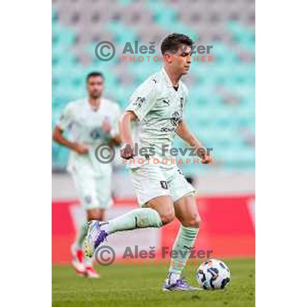 in action during Prva liga Telemach 2025/2026 football match between Olimpija and Bravo in SRC Stozice, Ljubljana, Slovenia on September 20, 2025
