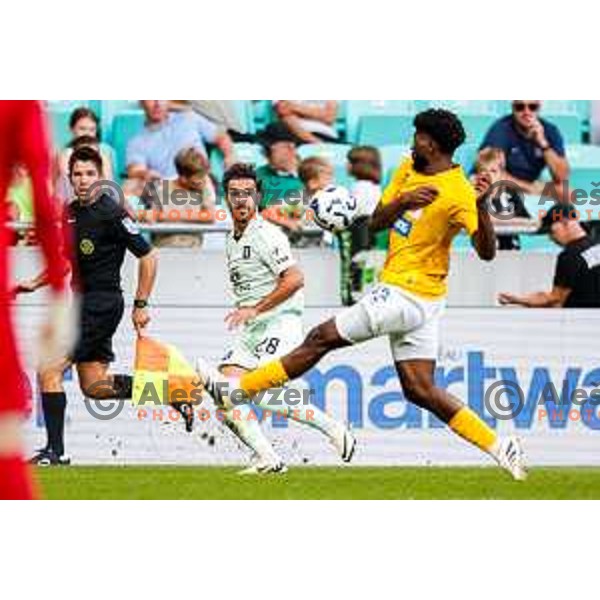 in action during Prva liga Telemach 2025/2026 football match between Olimpija and Bravo in SRC Stozice, Ljubljana, Slovenia on September 20, 2025