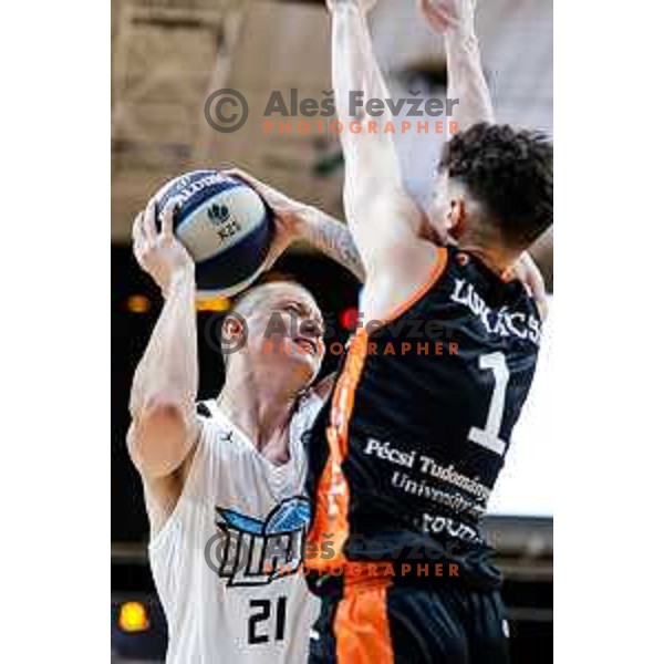 in action during friendly basketball match between Ilirija (SLO) and NKA Universitas Pecs (HUN) in Tivoli Hall, Ljubljana, Slovenia on September 20, 2025