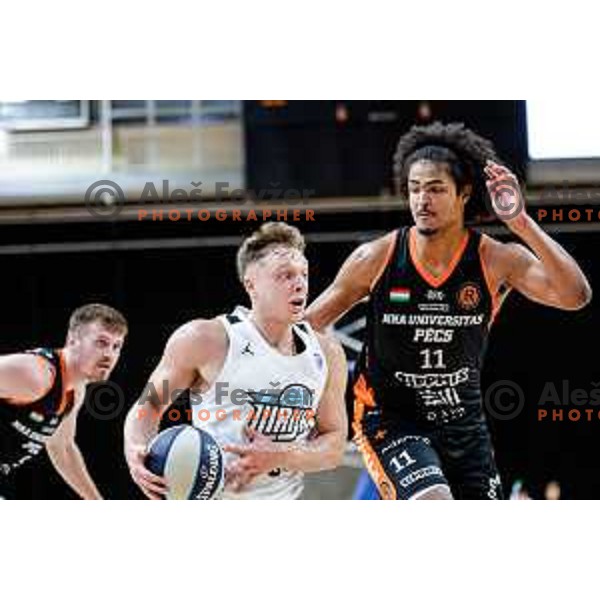 in action during friendly basketball match between Ilirija (SLO) and NKA Universitas Pecs (HUN) in Tivoli Hall, Ljubljana, Slovenia on September 20, 2025