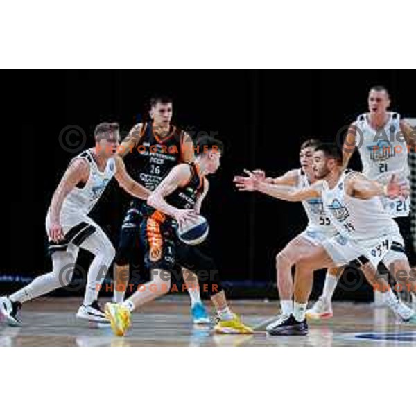 in action during friendly basketball match between Ilirija (SLO) and NKA Universitas Pecs (HUN) in Tivoli Hall, Ljubljana, Slovenia on September 20, 2025