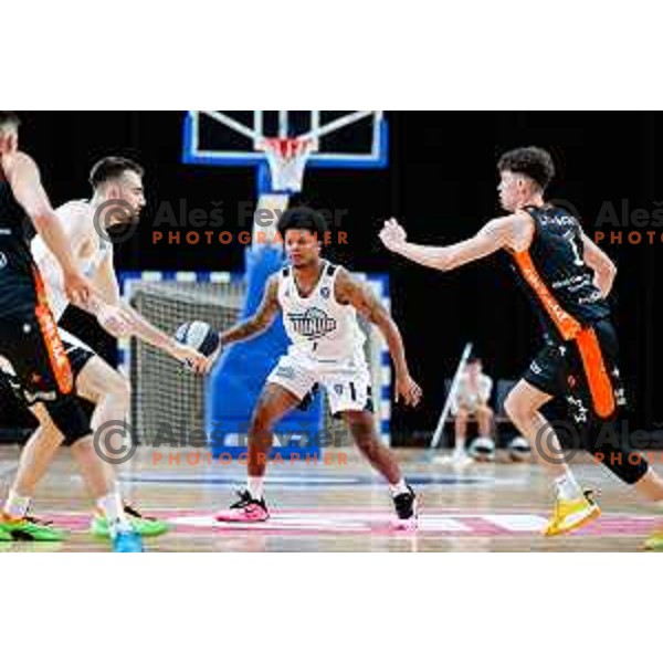 in action during friendly basketball match between Ilirija (SLO) and NKA Universitas Pecs (HUN) in Tivoli Hall, Ljubljana, Slovenia on September 20, 2025
