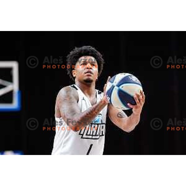 in action during friendly basketball match between Ilirija (SLO) and NKA Universitas Pecs (HUN) in Tivoli Hall, Ljubljana, Slovenia on September 20, 2025