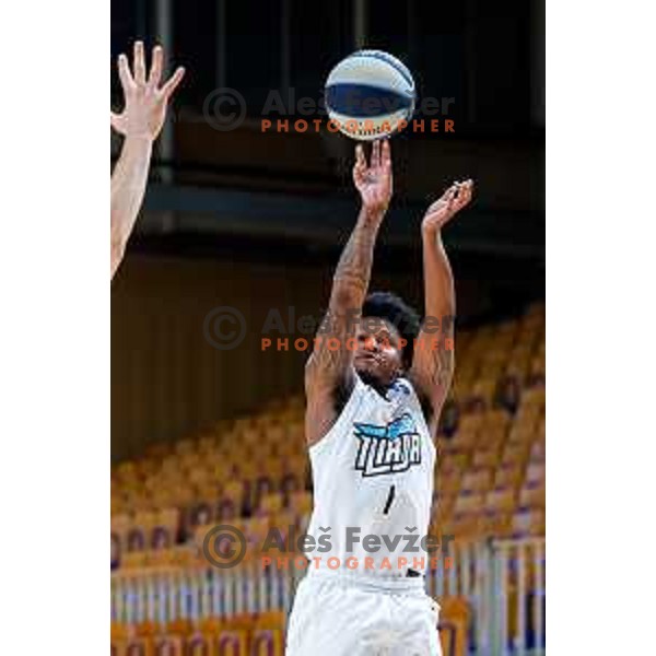 in action during friendly basketball match between Ilirija (SLO) and NKA Universitas Pecs (HUN) in Tivoli Hall, Ljubljana, Slovenia on September 20, 2025