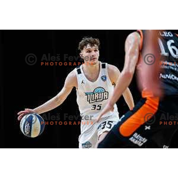 in action during friendly basketball match between Ilirija (SLO) and NKA Universitas Pecs (HUN) in Tivoli Hall, Ljubljana, Slovenia on September 20, 2025
