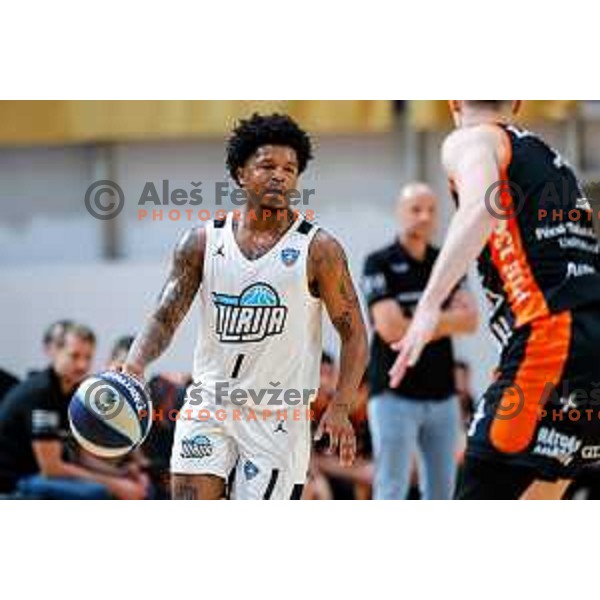 in action during friendly basketball match between Ilirija (SLO) and NKA Universitas Pecs (HUN) in Tivoli Hall, Ljubljana, Slovenia on September 20, 2025