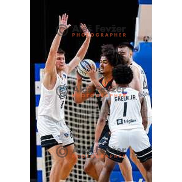 in action during friendly basketball match between Ilirija (SLO) and NKA Universitas Pecs (HUN) in Tivoli Hall, Ljubljana, Slovenia on September 20, 2025