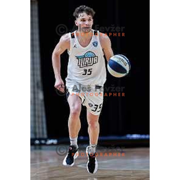 in action during friendly basketball match between Ilirija (SLO) and NKA Universitas Pecs (HUN) in Tivoli Hall, Ljubljana, Slovenia on September 20, 2025