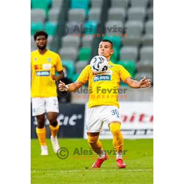 in action during Prva liga Telemach 2025/2026 football match between Olimpija and Bravo in SRC Stozice, Ljubljana, Slovenia on September 20, 2025