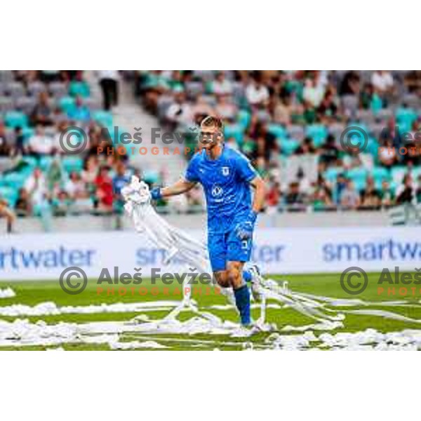 in action during Prva liga Telemach 2025/2026 football match between Olimpija and Bravo in SRC Stozice, Ljubljana, Slovenia on September 20, 2025