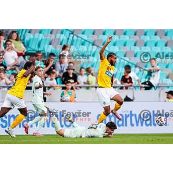 in action during Prva liga Telemach 2025/2026 football match between Olimpija and Bravo in SRC Stozice, Ljubljana, Slovenia on September 20, 2025