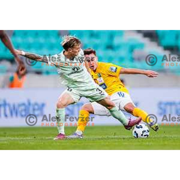 Jost Urbancic and Martin Pecar in action during Prva liga Telemach 2025/2026 football match between Olimpija and Bravo in SRC Stozice, Ljubljana, Slovenia on September 20, 2025