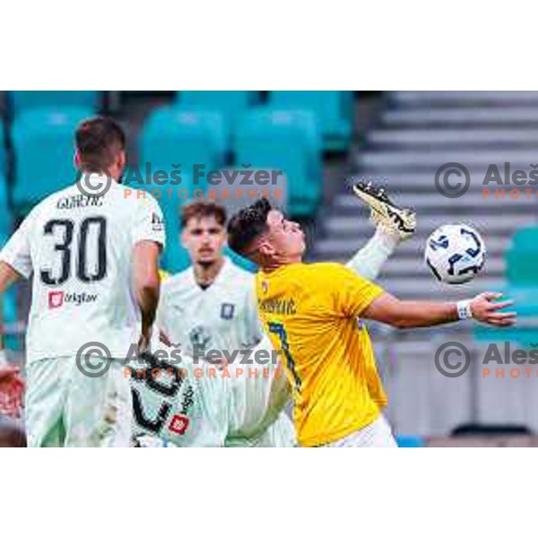 Aldin Jakupovic in action during Prva liga Telemach 2025/2026 football match between Olimpija and Bravo in SRC Stozice, Ljubljana, Slovenia on September 20, 2025