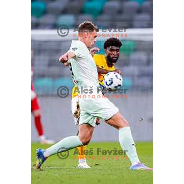 in action during Prva liga Telemach 2025/2026 football match between Olimpija and Bravo in SRC Stozice, Ljubljana, Slovenia on September 20, 2025