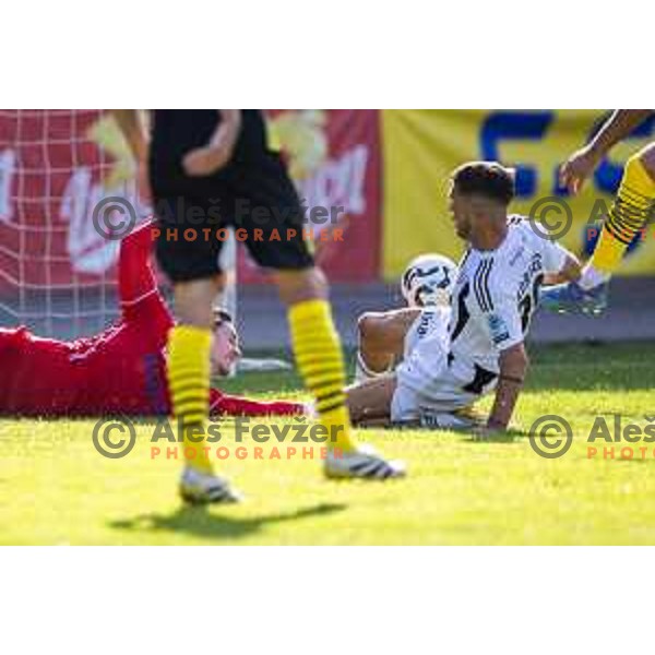 Samo Pridigar in action during Prva liga Telemach 2025/26 football match between NK Mura and NK Kalcer Radomlje in Fazanerija, Murska Sobota, Slovenia on September 21, 2025. Photo: Jure Banfi